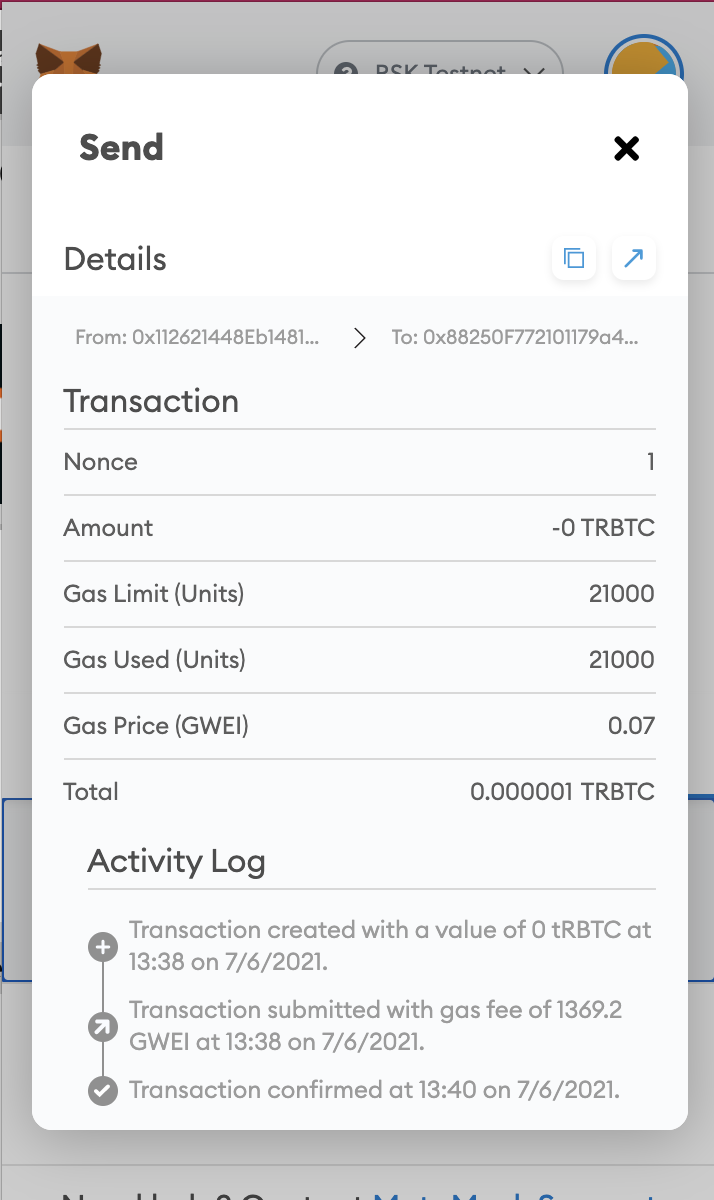 Metamask View Send Transaction