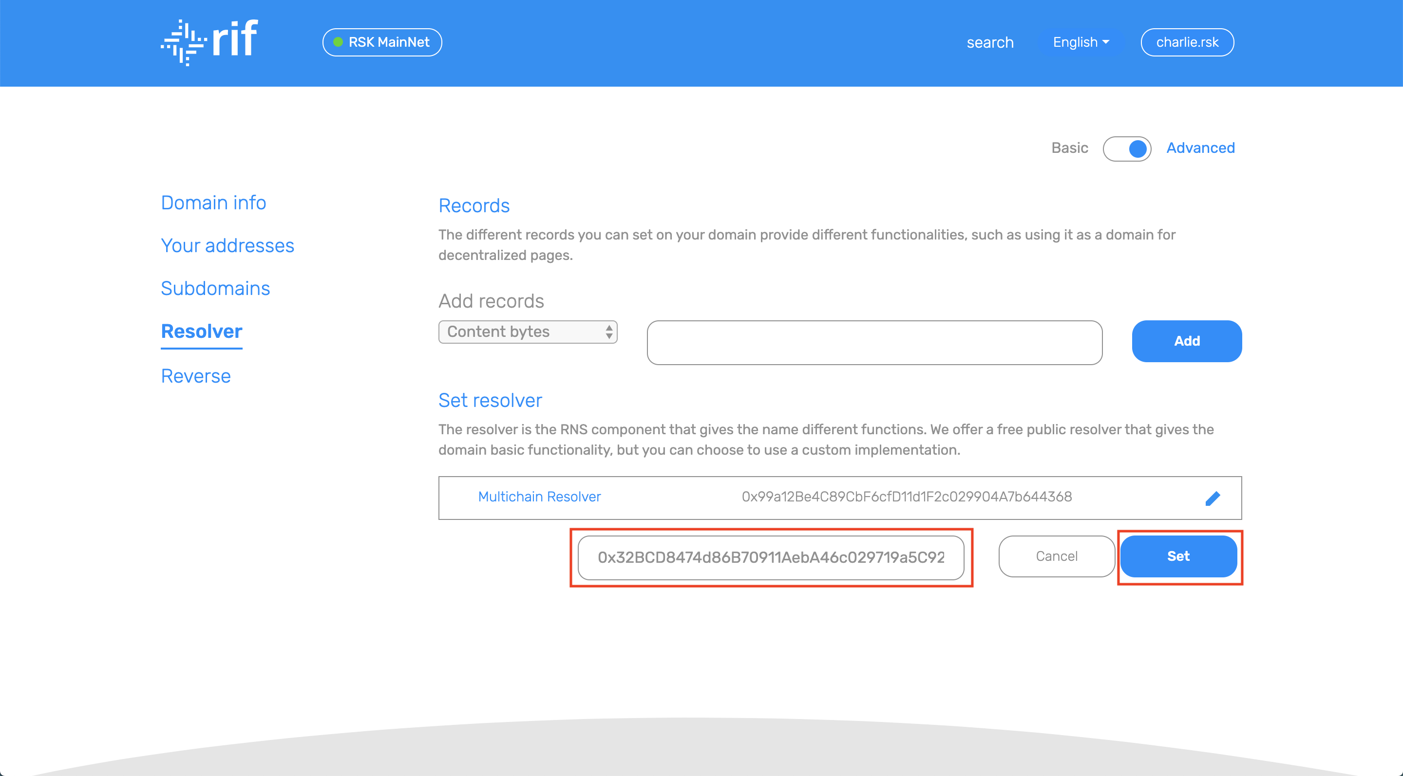 advanced operations - Set Resolver