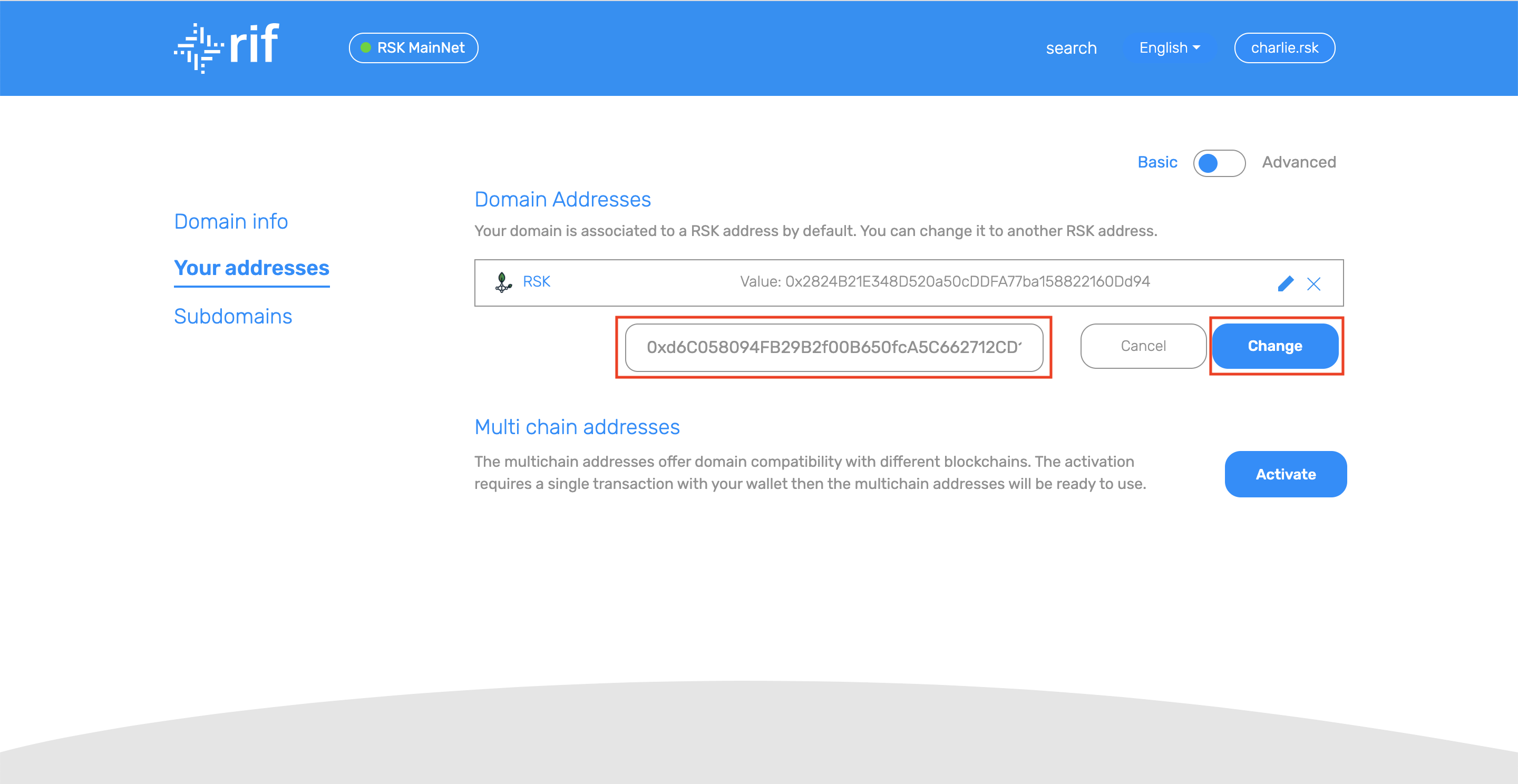 Operations - Set Rootstock Address