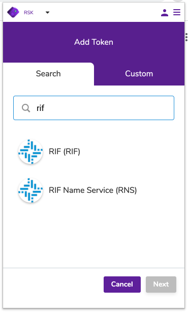 Setup - Nifty wallet RIF Token